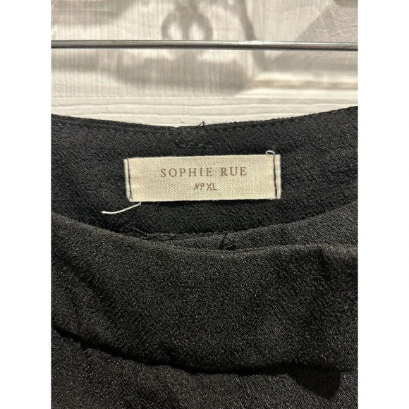 SOPHIE RUE Women's Size XL Black Crepe Mid Rise Wide Leg Pleat Trouser Pants - Picture 2 of 5